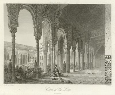 Court of the Lions, Alhambra, Granada, Spain by Philibert Joseph Girault de Prangey